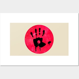 Handprint on Red Posters and Art